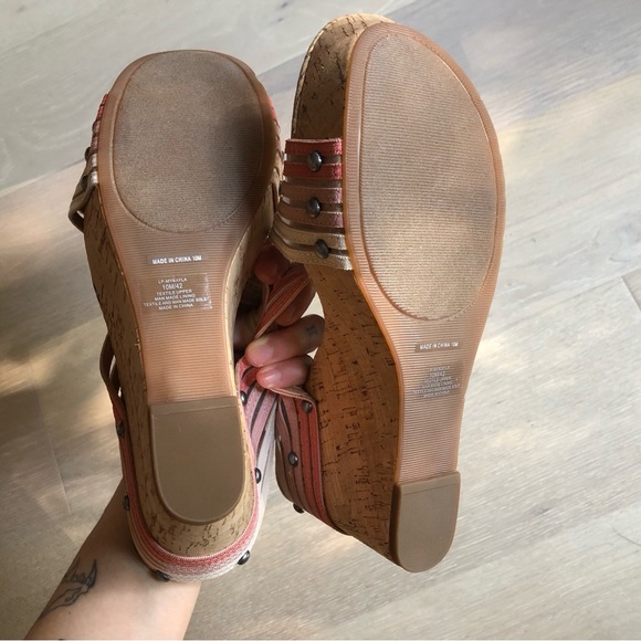 Lucky Brand Brand New Mykayla Cork Wedge Heels - Size 10 - Picture 6 of 12